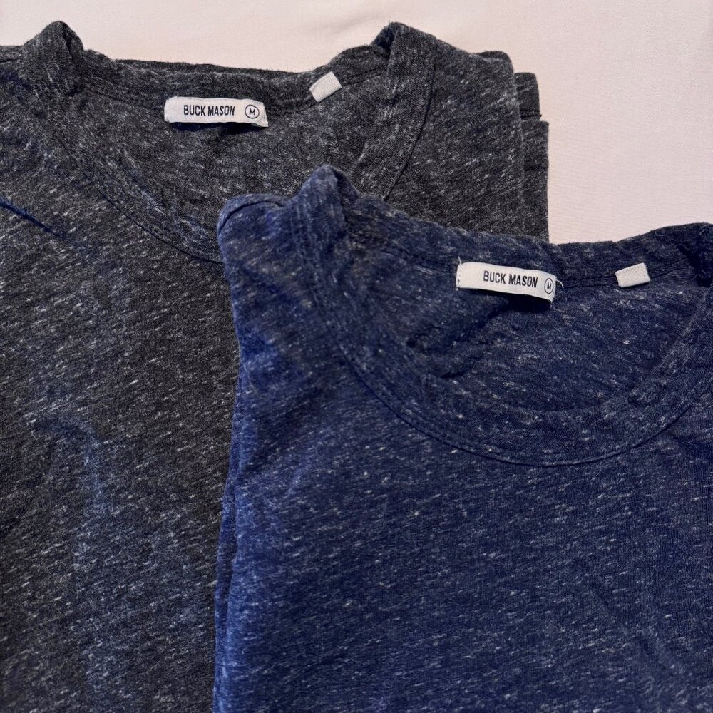 Two Pack - Buck Mason Vintage Tri-Blend Classic Tee in Charcoal and Navy Size M